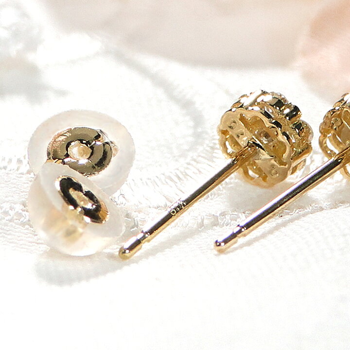 楽天市場】K18YG【0.20ct】ダイヤモンド ピアスフラワーピアス  