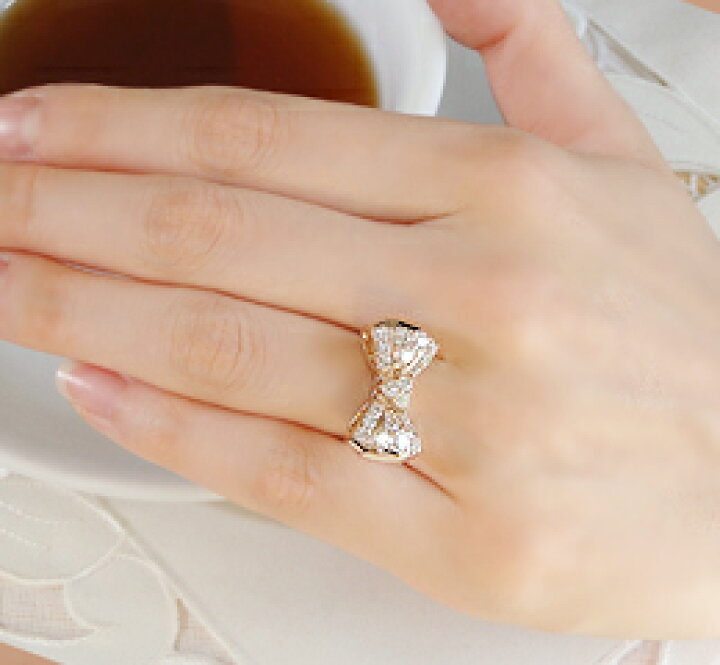 楽天市場】K18PG/YG 【1.0ct】リボンモチーフダイヤモンドリング 