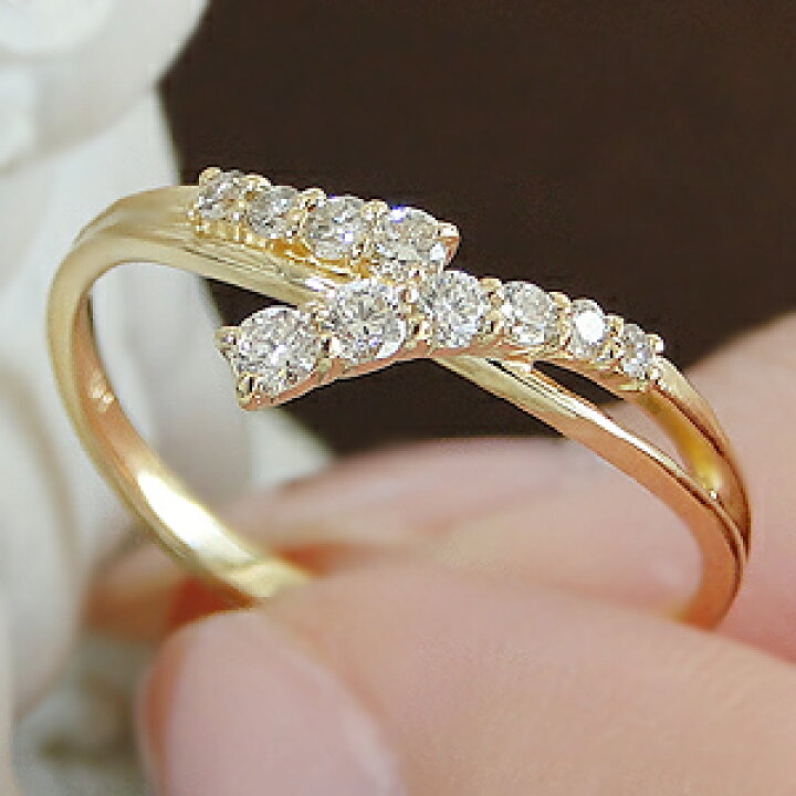 楽天市場】k18PG/WG/YG 【0.2ct】テンダイヤモンド リング 18金 10 