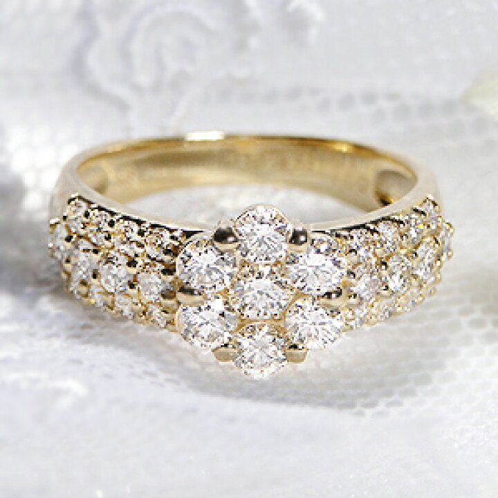 楽天市場】K18YG【1.00ct】ダイヤモンド フラワー リング【送料無料  