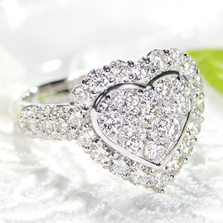 楽天市場】pt900【2.00ctUP】ダイヤモンド ハートモチーフ パヴェ  