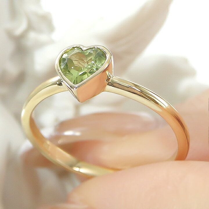 楽天市場】【K18YG/PG】ガーネット ペリドット ハートモチーフ リング  