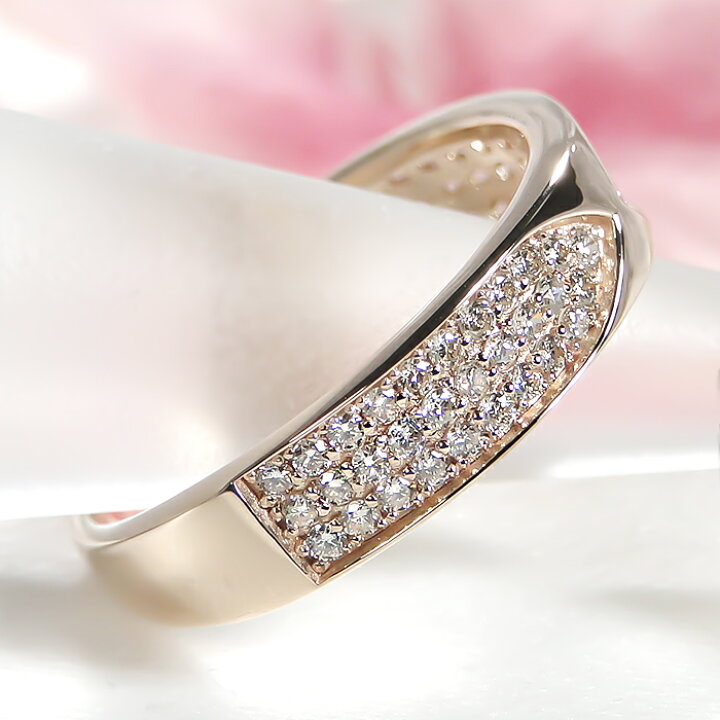 楽天市場】K18YG/PG/WG【0.37ct】パヴェ ダイヤモンド リング 送料無料 