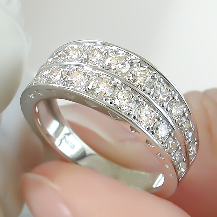 楽天市場】pt900【1.0ct】ダイヤモンド 2連 エタニティリング送料無料 