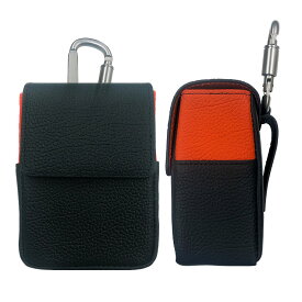 本革 レーザー距離計ケース バイカラー 全2色 ティーも入る！ ゴルフ ティー プロゴルファー ゴルフ用 GOLF Nikon Bushnell STINGER GARMIN ケース 収納 カラビナ付き ベルトループ付き 汎用 プレゼント ギフト おしゃれ ブランド