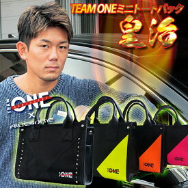 キックボクサー皇治×AWESOME コラボレーション TEAM ONE ミニ トートバッグ （全4色） tote bag 高級感 ミニバッグ バック ミニトートバッグ ショルダー付 ラッピング無料 スタッズ レディース メンズ RIZIN K-1 【AWESOME】