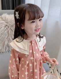 送料無料！水玉ワンピース　水玉　韓国子供服 韓国ベビー服 女の子 春 秋 韓国子ども服 海外子ども服 可愛い おしゃれ 人気 おすすめ プチプラ 安い お得 ワンピース 長袖 キッズ ベビー カジュアル イチオシ ドット柄　春　夏