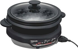 テスコム グリルなべ 3.4L 直火可能 1300W たこ焼きプレート/溝つきプレート付属 【煮る/焼く/蒸す】 フッ素コート GP91 スタイリッシュグレー 正規品 GP9100 H