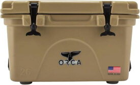 ORCA(オルカ) ORCA Coolers 26 Quart Col.ベージュ Size:外側：高さ約37×幅約59×奥行約44　内側：高さ約22×幅約41×奥行き約28　重量：25lbs（約11Kg）＊店頭展示品のため多少のスリキズ等がある場合がございます。