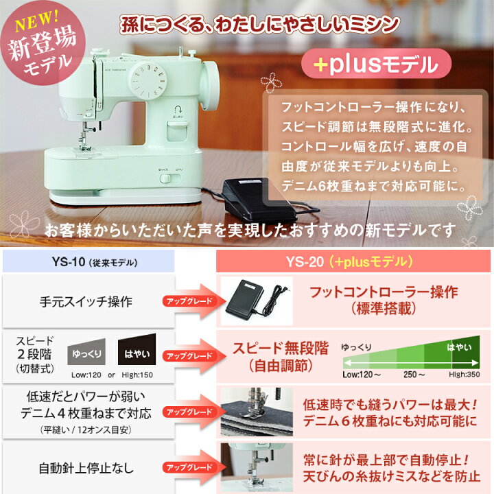 楽天市場】孫につくる、わたしにやさしいミシン +plus プラス YS-10 YS 