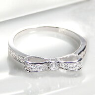Pt900【0.20ct】ダイヤモンド リボン リング指輪 リング プラチナ ダイヤ りぼんダイア 4月誕生石 ギフト…