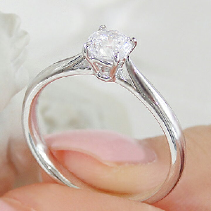 楽天市場】Pt900 ひと粒 ダイヤモンド 4本爪 リング【0.3ct】指輪 