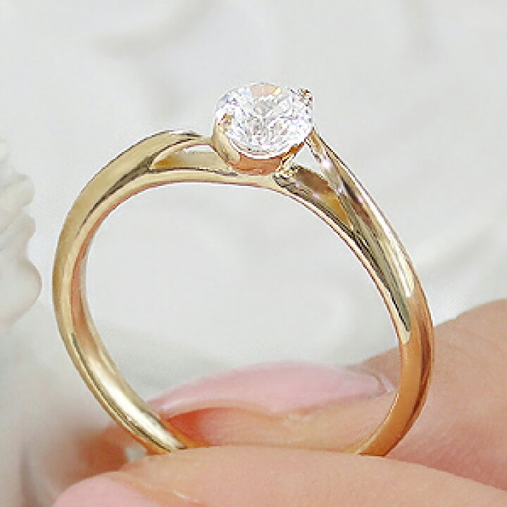 楽天市場】K18PG/YG/WG ひと粒 ダイヤモンド 2本爪 リング【0.3ct 