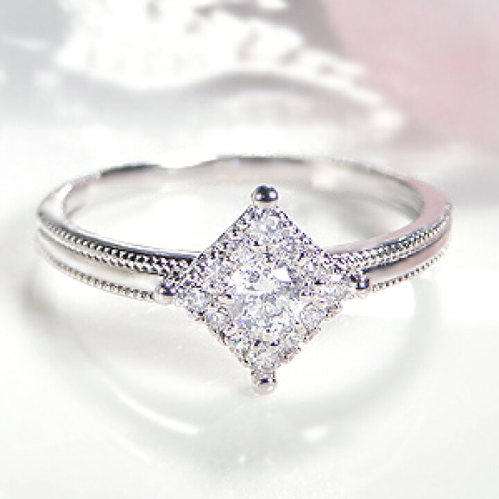 楽天市場】Pt900【0.3ct】ひし形モチーフ ダイヤモンド リング指輪  