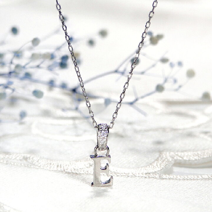 楽天市場】Pt900 0.02ct ダイヤモンド イニシャル E ネックレス 