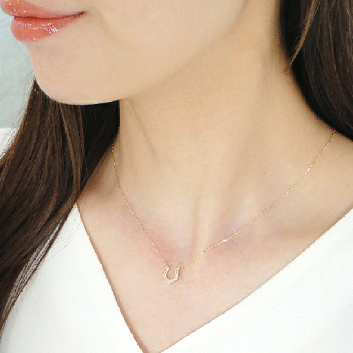 楽天市場】K18YG/PG/WG 0.06ct 馬蹄 ダイヤモンド ネックレス 