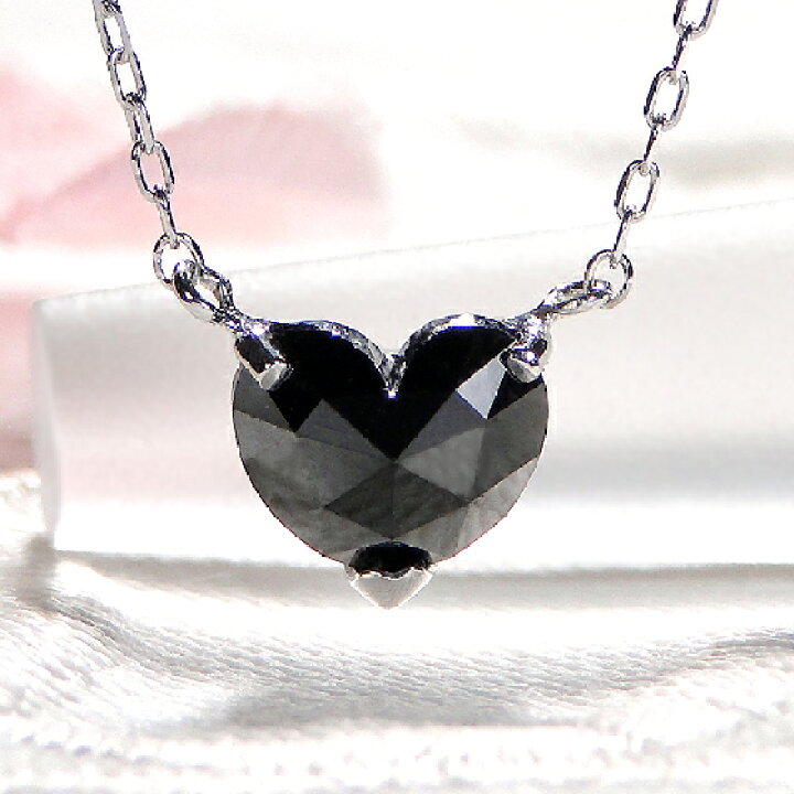 楽天市場】K10YG/WG【0.5ct】ブラック ダイヤモンド ハート ペンダント  