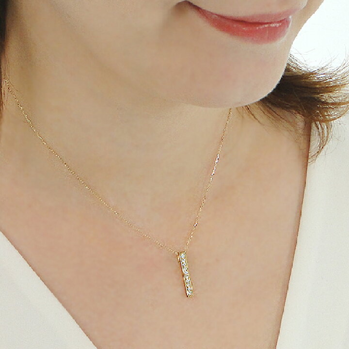 K18YG かすま イニシャルK ダイヤモンド ネックレス 0.02CT 