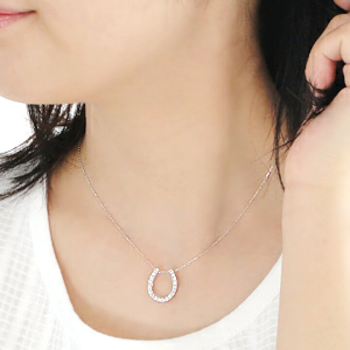 楽天市場】K18WG/YG/PG【0.5ct】馬蹄モチーフ ダイヤモンド ネックレス 