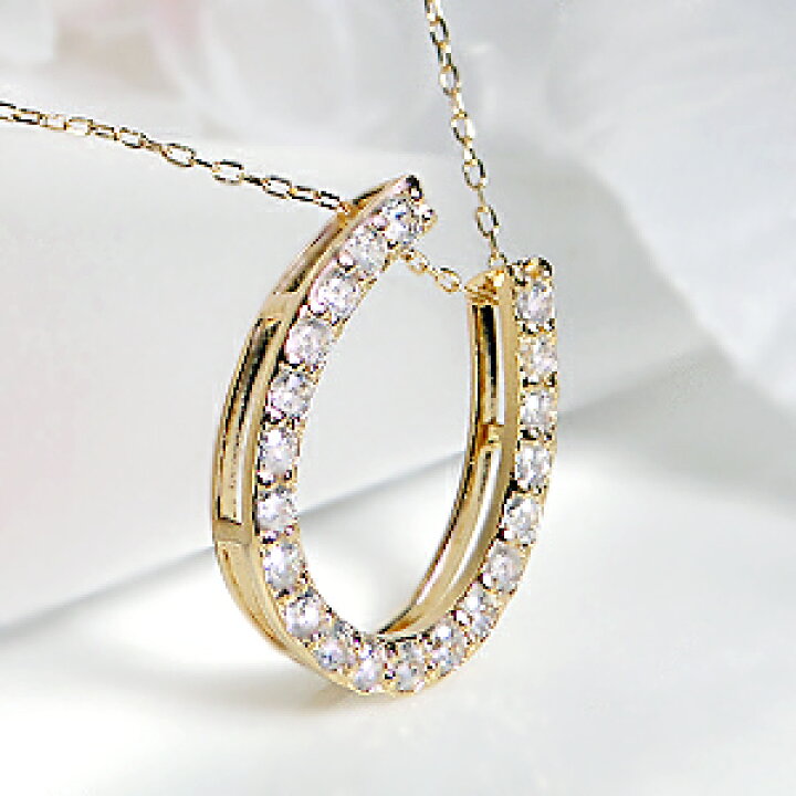 楽天市場】K18WG/YG/PG【0.5ct】馬蹄モチーフ ダイヤモンド ネックレス 