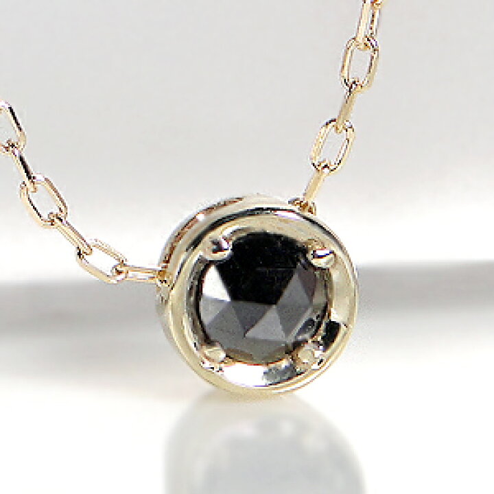 楽天市場】K10WG/YG【0.1ct】ブラック ダイヤモンド ネックレス 