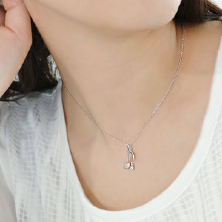 楽天市場】K18 WG/YG/PG ダイヤモンド 音符 ネックレス 【0.07ct  