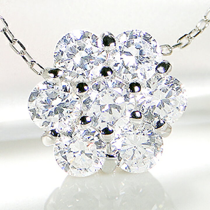 楽天市場】Pt900 ダイヤモンド フラワー ネックレス 【1.00ct 