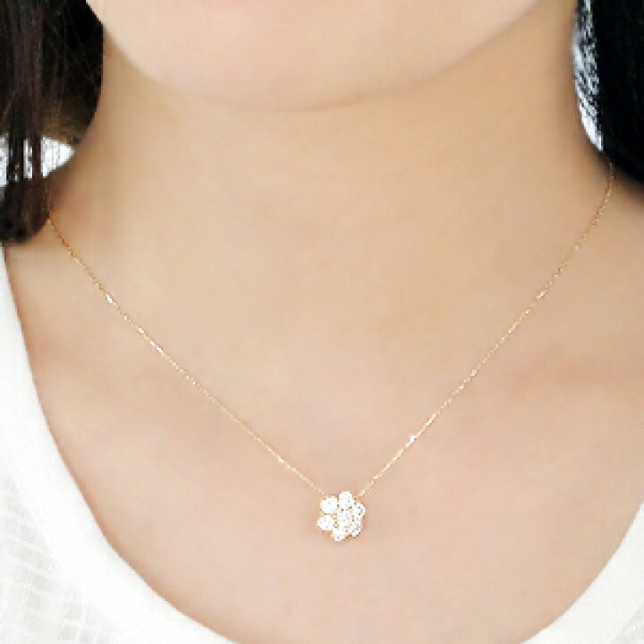 楽天市場】K18YG/PG/WG ダイヤモンド フラワー ネックレス 【1.00ct  