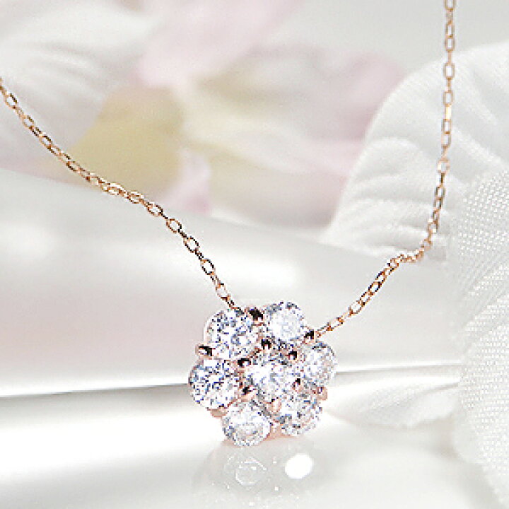 楽天市場】K18YG/PG/WG ダイヤモンド フラワー ネックレス 【1.00ct  