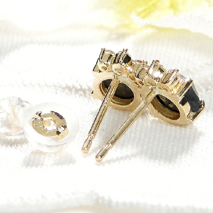 楽天市場】K18YG ブラックダイヤモンド スタッドピアス 【1.0ct 