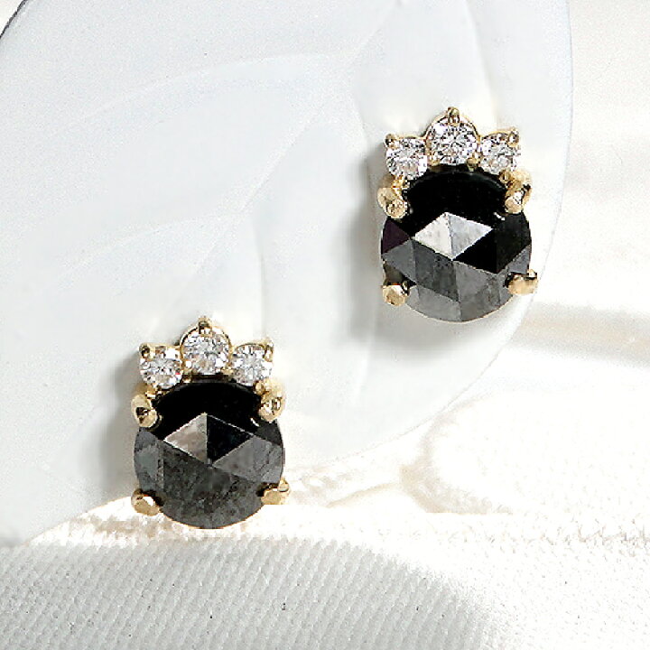 楽天市場】K18YG ブラックダイヤモンド スタッドピアス 【1.0ct 