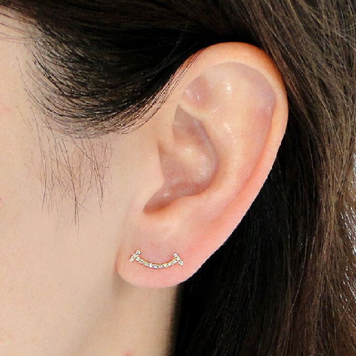 楽天市場】K18YG/PG/WG【0.12ct】スマイル ダイヤモンド ピアス 