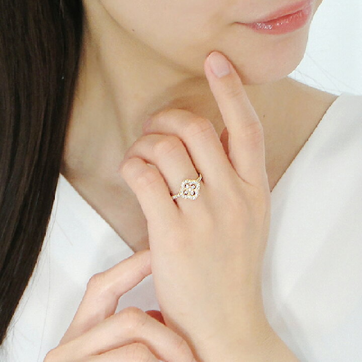 楽天市場】K18YG/PG/WG【0.30ct】クローバー ダイヤモンド リング指輪 