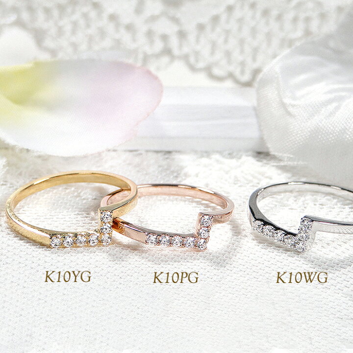 楽天市場】K10WG/YG/PG ダイヤモンド リング 【0.10ct】【送料無料 