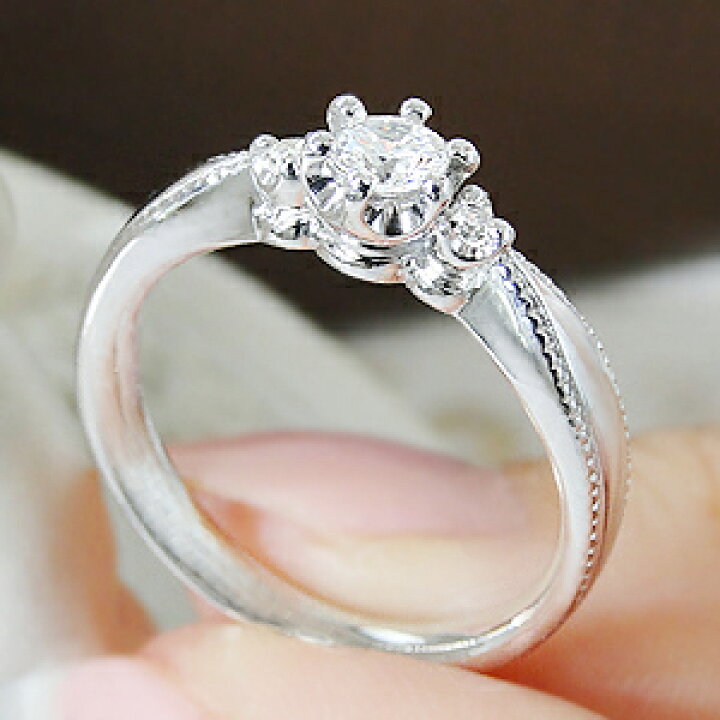 楽天市場】Pt900【0.23ct】ミルククラウン 一粒 ダイヤモンド リング 