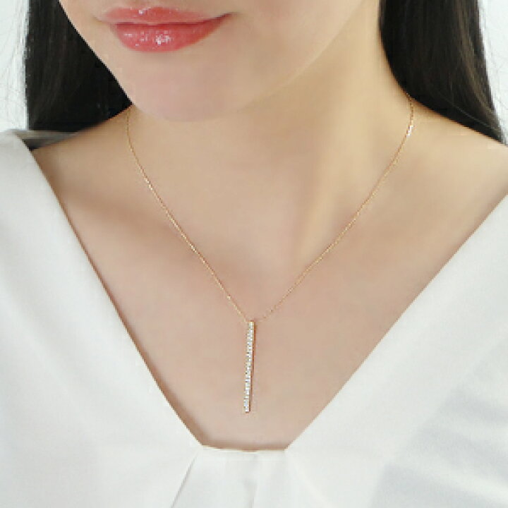 楽天市場】K18YG/PG/WG【0.30ct】ロングバー ダイヤモンド ペンダント 