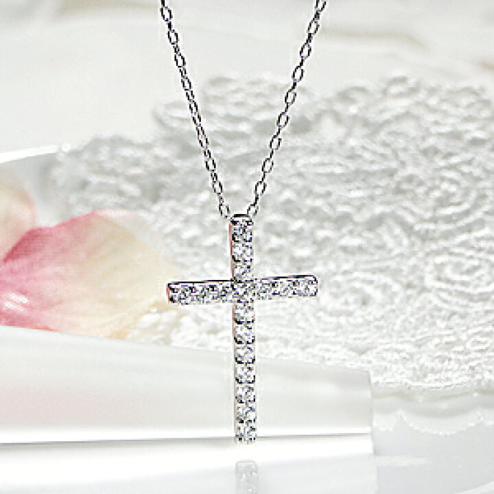 楽天市場】K18YG/PG/WG【0.20ct】ダイヤモンド クロス ネックレス  
