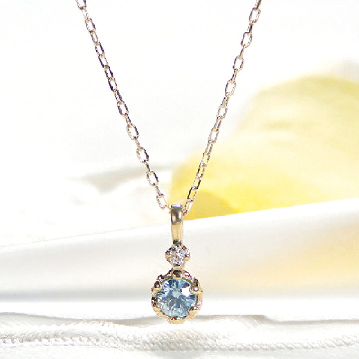 楽天市場】K10YG/PG/WG ブルージルコン&ダイヤモンド ネックレス 