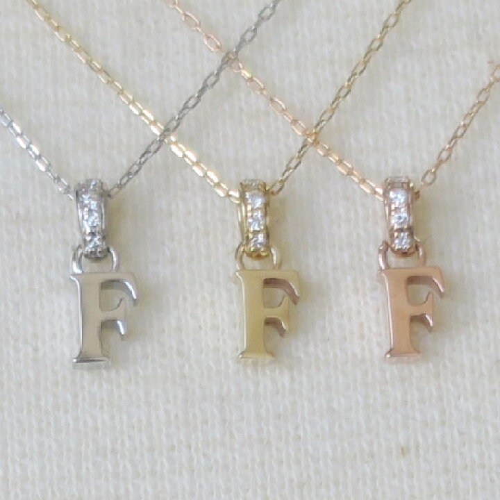 楽天市場】K18YG/PG/WG 0.02ct ダイヤモンド イニシャル F ネックレス 