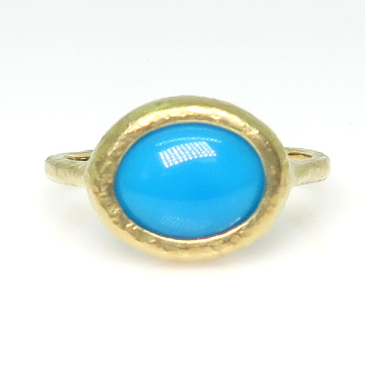 楽天市場】K18YG ターコイズ ハンマー加工 リング 18金 指輪 1粒 