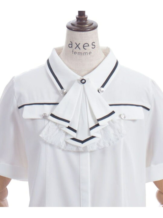 楽天市場】【SALE／33%OFF】フリルジャボ付配色ラインブラウス axes 