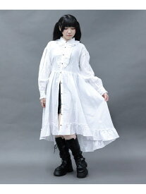 【SALE／30%OFF】ガーゼフリルシャツワンピース axes femme POETIQUE アクシーズファム ワンピース・ドレス ワンピース パープル ホワイト【RBA_E】【送料無料】[Rakuten Fashion]