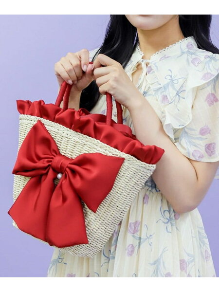 【SALE／33%OFF】リボンカゴバッグ axes femme POETIQUE アクシーズファム バッグ トートバッグ ピンク ワインレッド【RBA_E】【送料無料】[Rakuten Fashion]F;ワイン