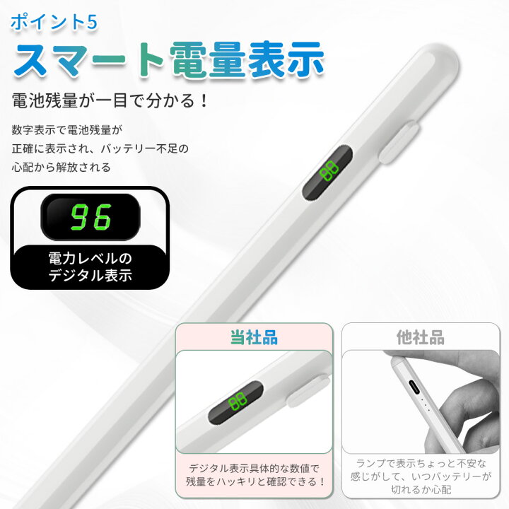楽天市場】即納 タッチペン iPad専用 ペンシル 電池表示 傾斜感知 