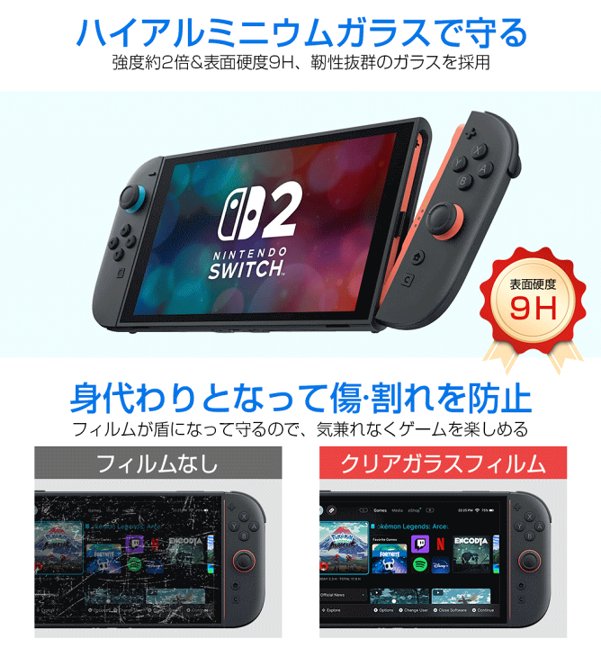 楽天市場】【即納 365日間保証☆2枚セット】Nintendo Switch 2 ガラス