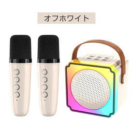 カラオケ マイク bluetooth ポータブルスピーカー ブルートゥース USB Type-C AUX TFカード 接続 対応 ワイヤレスマイク MiNi 家庭 高音質 音楽再生 LEDライト付き Android/iPhone対応 宴会 新年会 忘年会 パーティー 司会