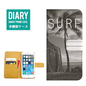 iPhone6 Plus ケース 手帳型 送料無料 SURF サーフ モノクロSATURDAYS SURF DAY 夏 太陽 夕焼け グレー ブラック ホワイト オシャレ デザイン