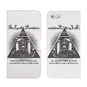 iPhone5/5sケース手帳型送料無料FreemasonフリーメイソンilluminatiイルミナティTheEyeOfProMidenceZEELEオシャレクール都市伝説ブラックホワイトデザインブラックホワイトグレー