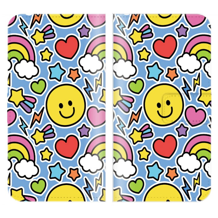 楽天市場 Iphone7ケース 手帳型 送料無料 Smile スマイル イラスト デザインニコちゃん マーク ニコニコ ハート 雲 スター Star イエロー ブルー ピンク グリーン オレンジ カワイイ 女子 キッズ 子供 Axia Mall