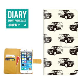 Qua phone KYV37ケース 手帳型 (V) 送料無料 Car マルチ イラスト デザイン 車 カー クラシック オシャレ シンプル カラー ブラック ホワイト ピンク グリーン ブルー